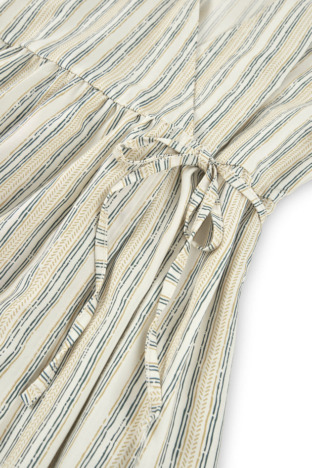 Hira Tencel Wrap Midi Dress Trace Print