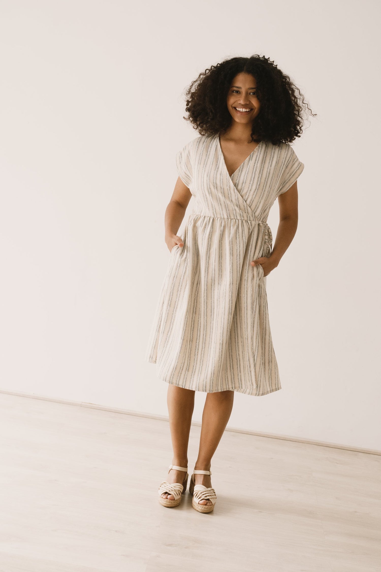 Hira Tencel Wrap Midi Dress Trace Print