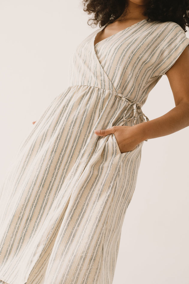 Hira Tencel Wrap Midi Dress Trace Print