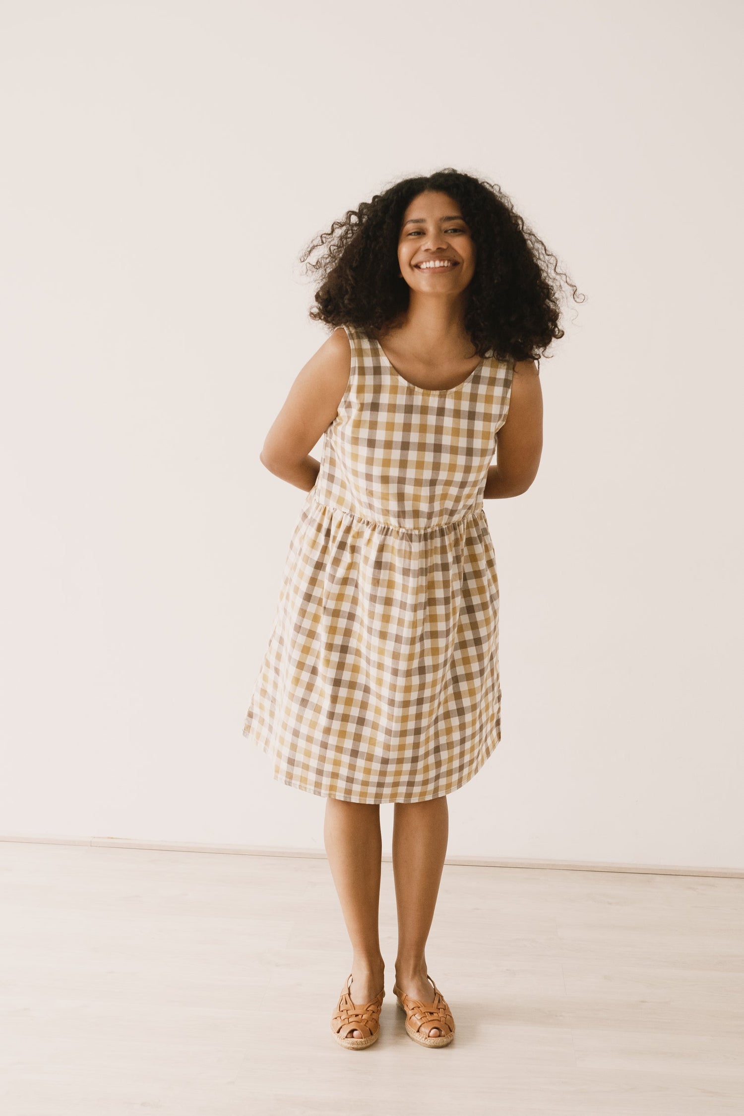 Hazel Strap Dress Yellow Vichy