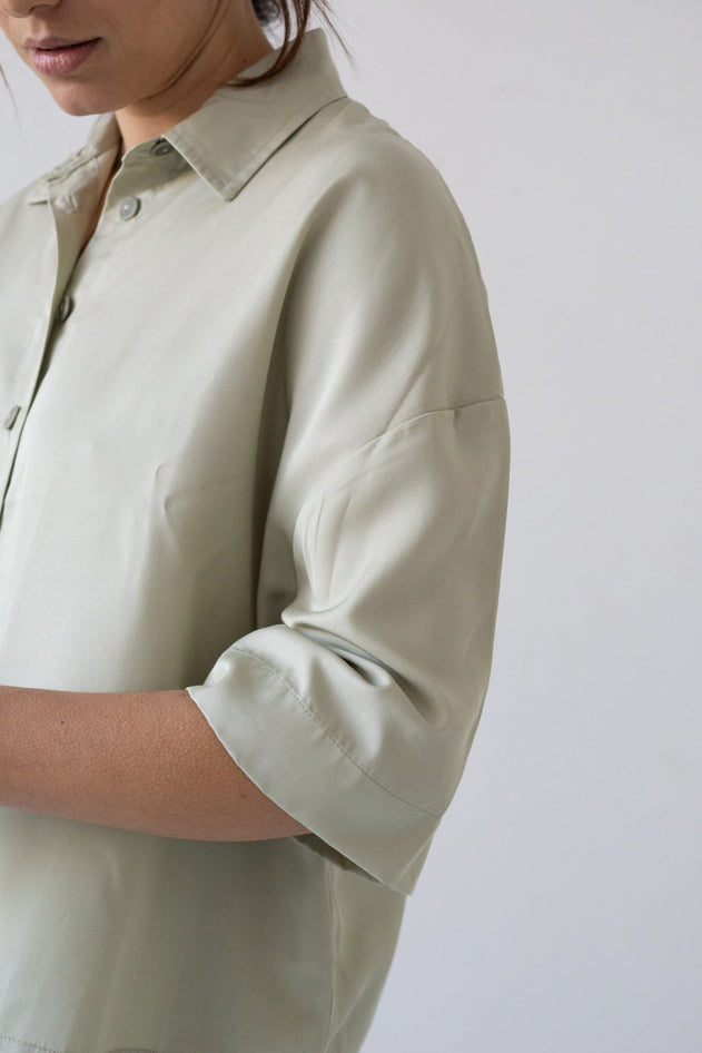 Hallow Tencel Oversized Shirt Jade Green