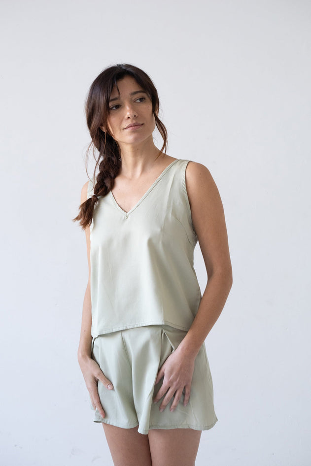 Holly Tencel Strap Top Jade Green