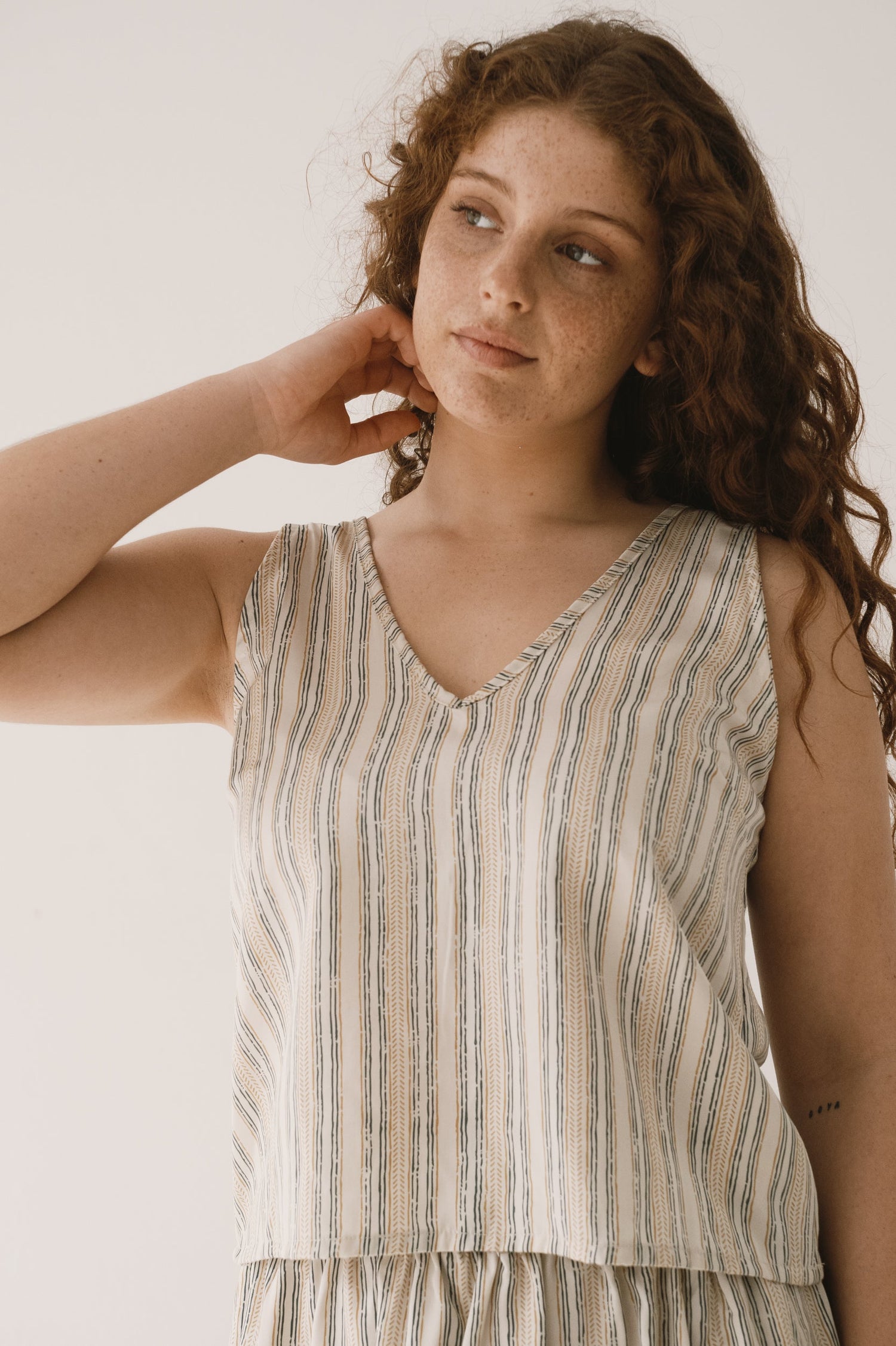 Holly Tencel Strap Top Trace Print