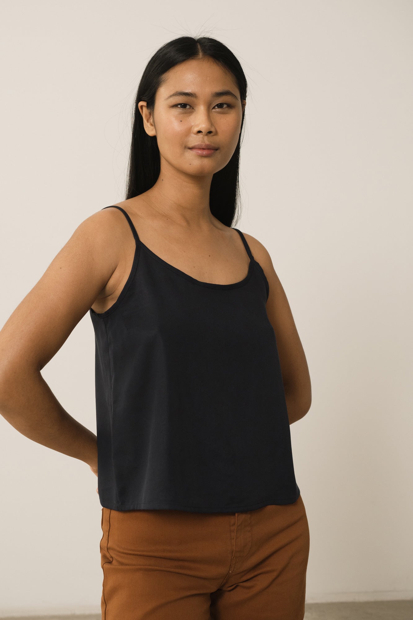 Heloise Tencel Tank Top Navy Blue