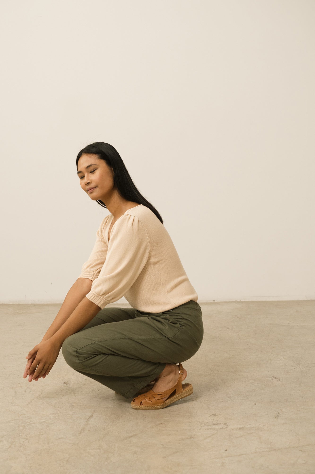 Henna Leveät Pellavasekoitehousut Vihreä