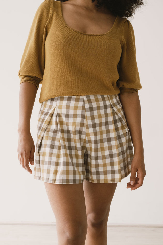 Hannia Puuvillashortsit Yellow Vichy