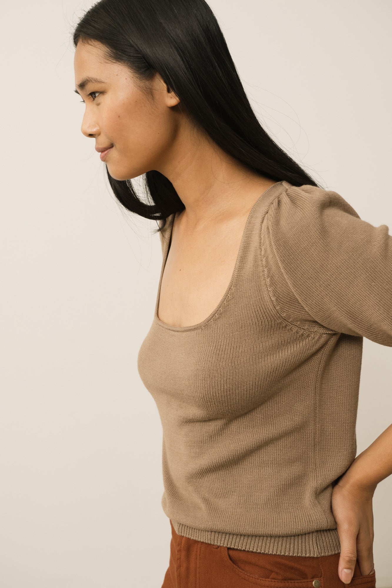 Haya Knitted Tencel Top Brown