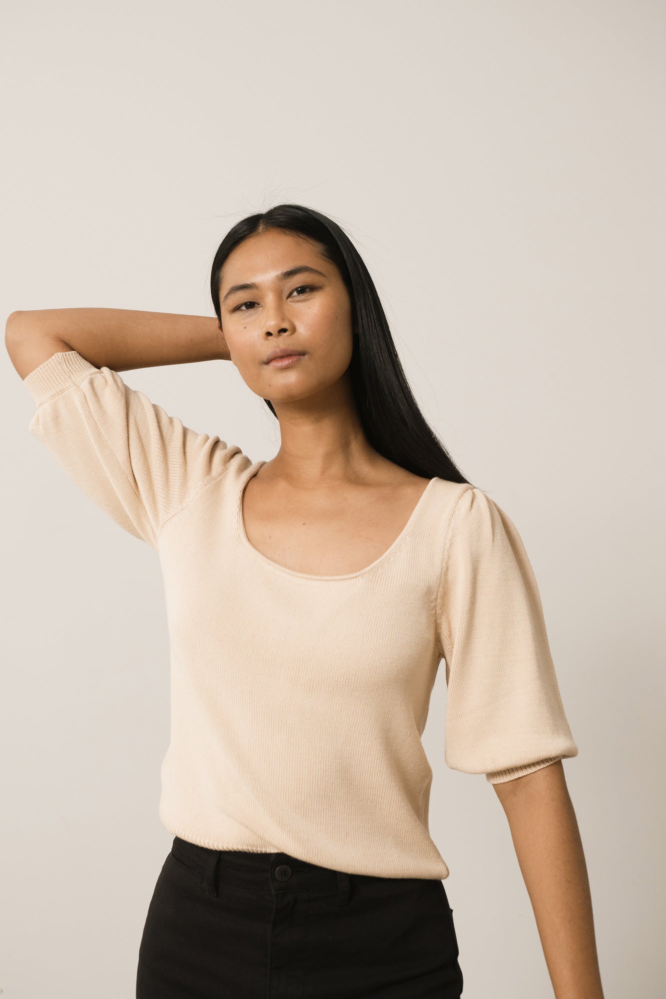 Haya Knitted Tencel Top Pink/White