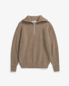 Heavy Knit Unisex Troyer Beige