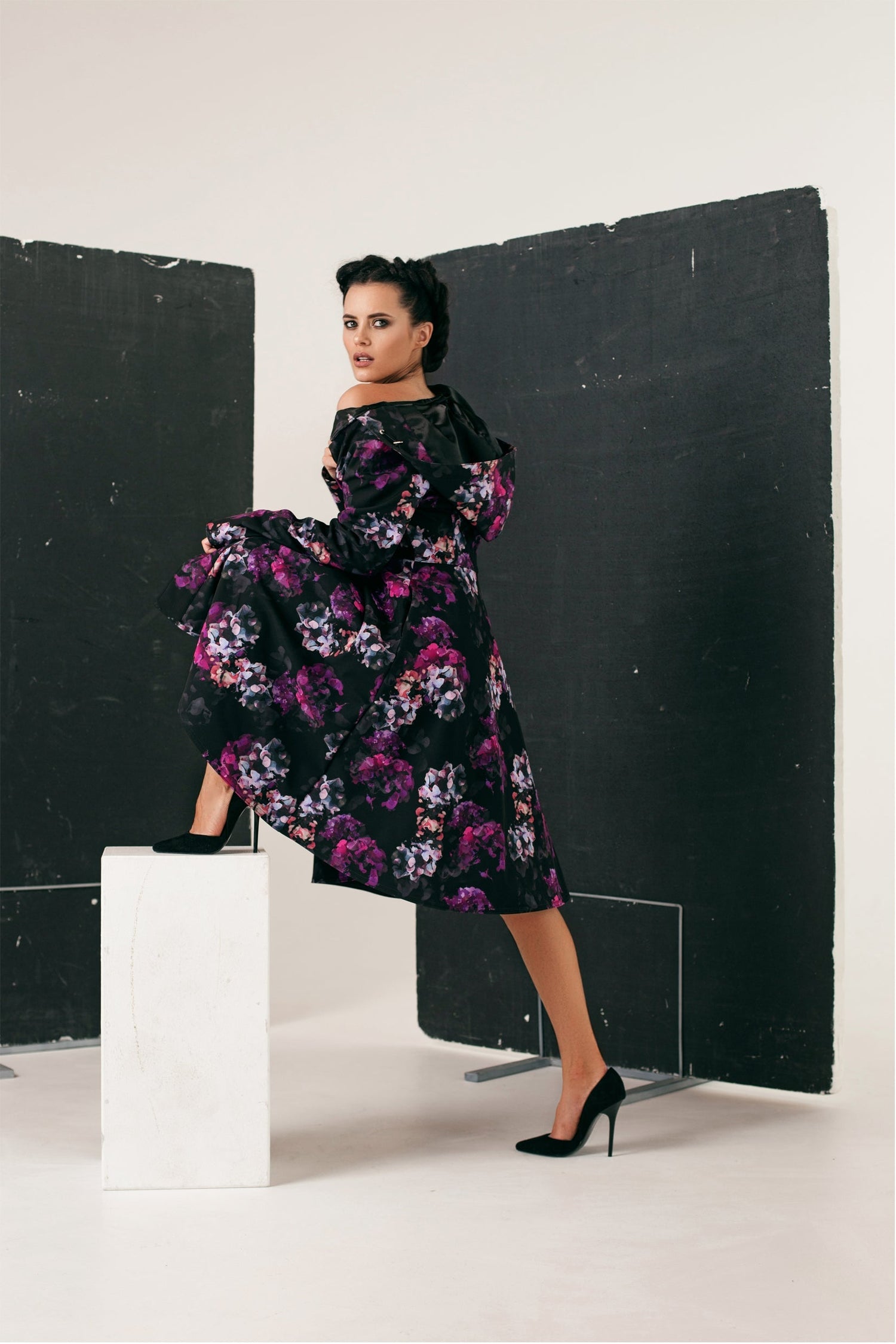 Fit and Flare Raincoat with A-Line Hem Black Hortense