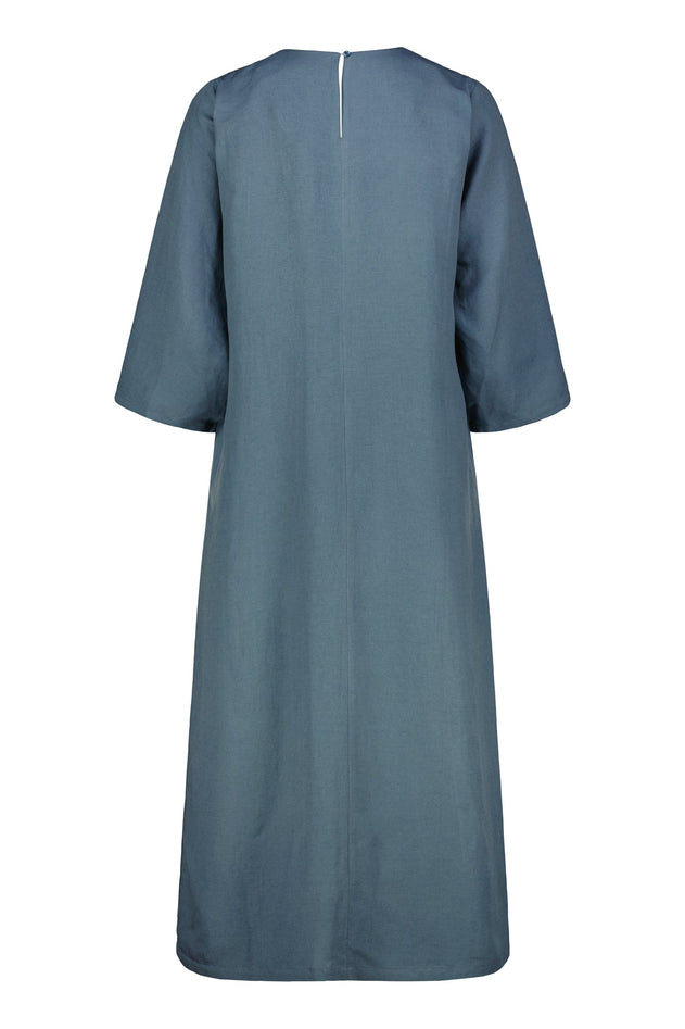 Hyppeis Linen Blend Dress Sea Blue