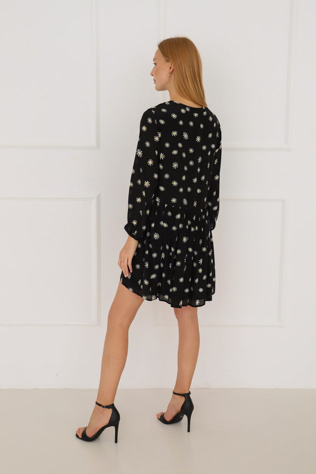 Daisy Silk Dress Black