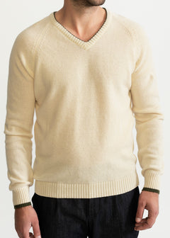 The Rodna Merino Wool V-Neck Jumper White