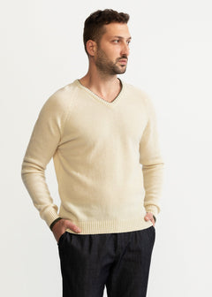 The Rodna Merino Wool V-Neck Jumper White