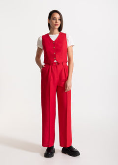 Women's Figa Linen Waistcoat Red