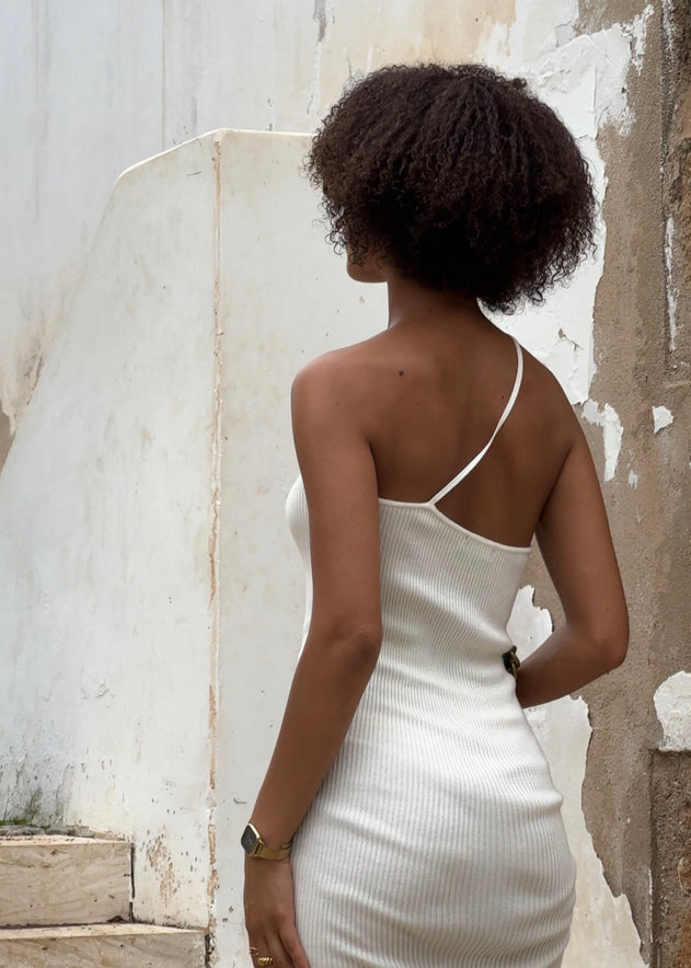 Nassau Long Knit Dress Cream White