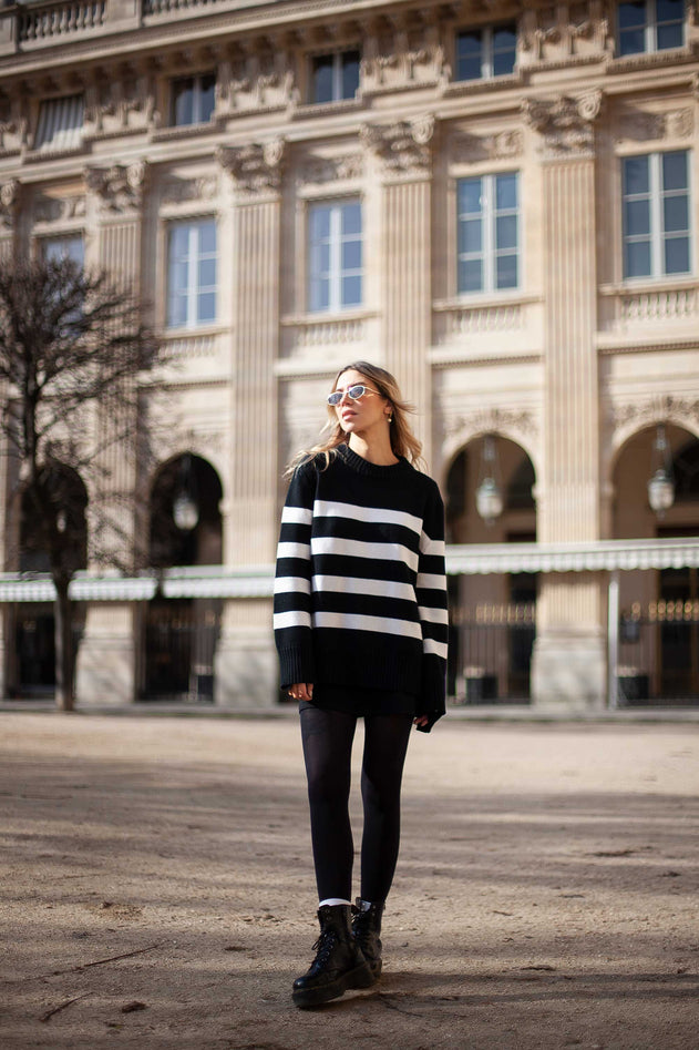 Marina Merino Jumper Black Striped