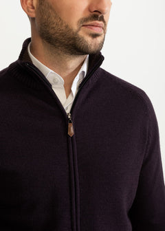 The Rodna 100% Wool Cardigan Eggplant Purple