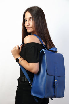 Leather Backpack Mod 120 Cuoio Blue