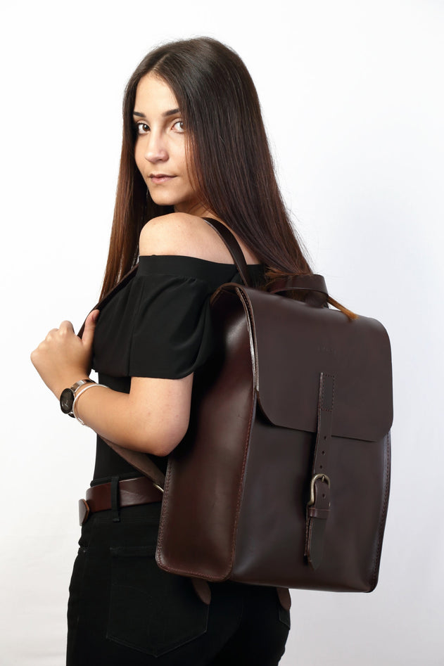 Leather Backpack Mod 120 Cuoio Dark Brown
