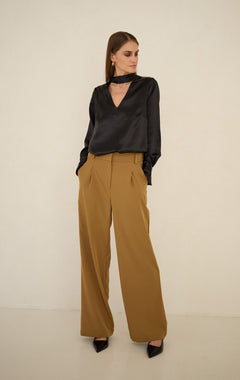 Wide Leg Trousers Beige