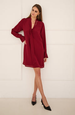 Dress With a Sash Burgundy