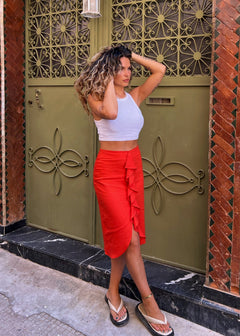 Najah Linen Skirt Orange