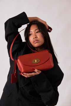 The Small Box Leather Bag Red