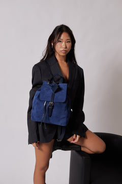 Leather Backpack Venice Collection Blue