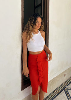 Najah Linen Skirt Orange