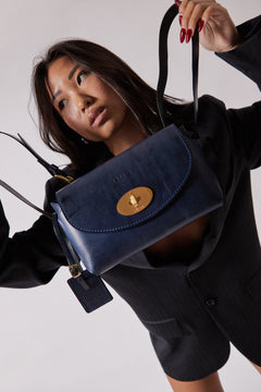 The Small Box Leather Bag Blue