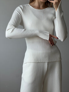 Brera Ribbed Long-Sleeve Top White