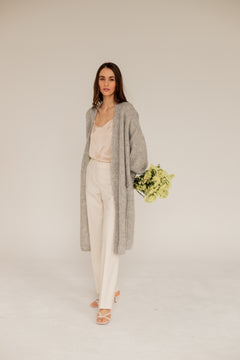 Mohair Alpaca Long Cardigan Grey