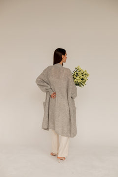 Mohair Alpaca Long Cardigan Grey