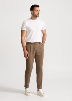 The Romana Linen Trousers Dark Beige