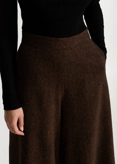 Women's Palazzo Wool Pants  Rustic Chestnut Brown