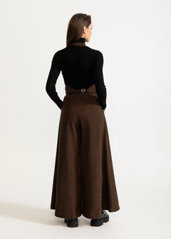 Women's Palazzo Wool Pants  Rustic Chestnut Brown