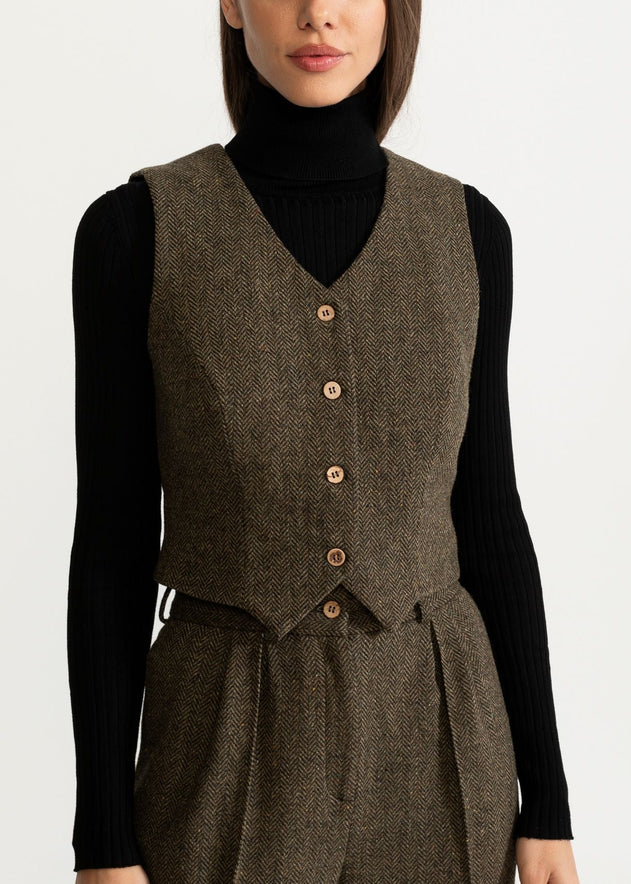 Women's Figa Wool Waistcoat  Green