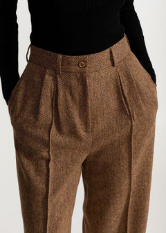 Women's Figa Wool Herringbone Wool Bootcut Pants  Whiskey Brown