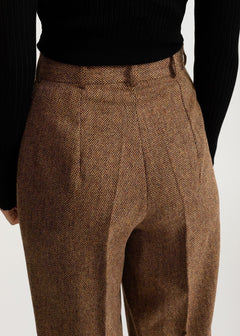 Women's Figa Wool Herringbone Wool Bootcut Pants  Whiskey Brown