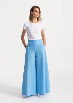 Women's Palazzo Cotton Pants Mediterranean Blue