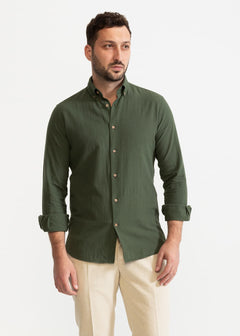 The Godeanu Linen Shirt Forest Green