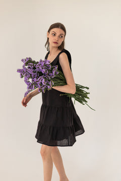 Enteliér Linen Tied Dress Black