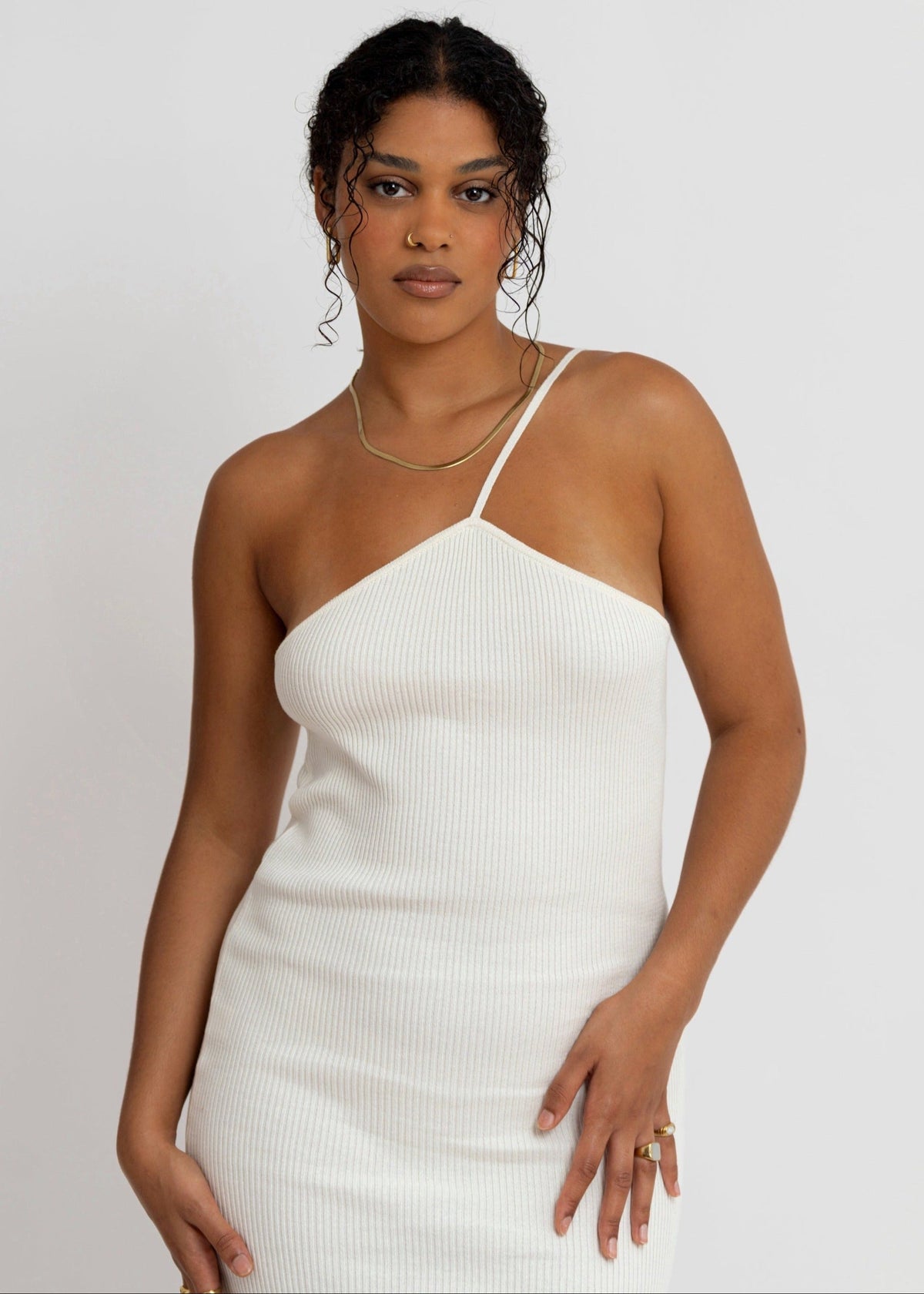 Nassau Long Knit Dress Cream White