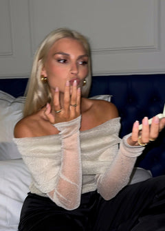 Bardot Kimaltava Paita Kultaisen Beige