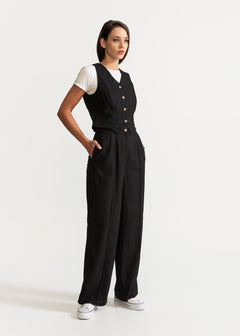 Women's Figa Linen Trousers  Black