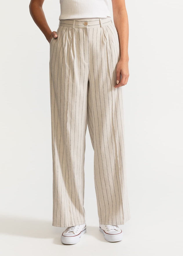 Women's Figa Linen Trousers Beige Stripes