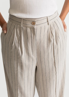 Women's Figa Linen Trousers Beige Stripes