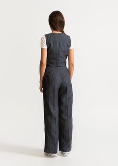 Women's Figa Linen Trousers  Grey Stripes