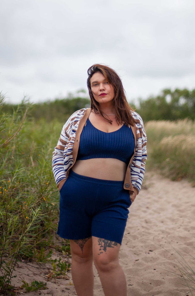 Donna Ribbed Crop Top Navy